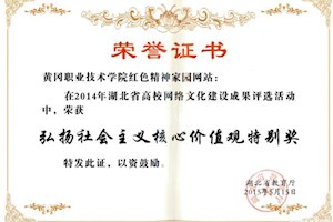 湖北省弘扬社会主义核心价值观特别奖-学校红色精神家园网站